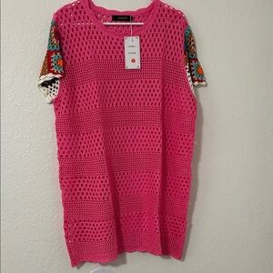 Granny Square Crochet Swim Cover Boho Vacation Resort Cruise Beachy Size L